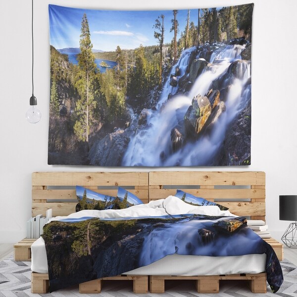 Designart 'Eagle Falls Emerald Bay Lake Tahoe' Landscape Wall Tapestry