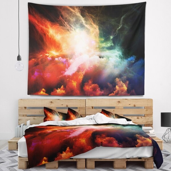 Designart 'Colorful Nebulae' Contemporary Wall Tapestry