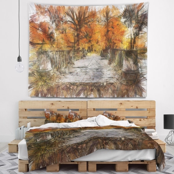 Designart 'Beautiful Watercolor Autumn Forest' Landscape Wall Tapestry