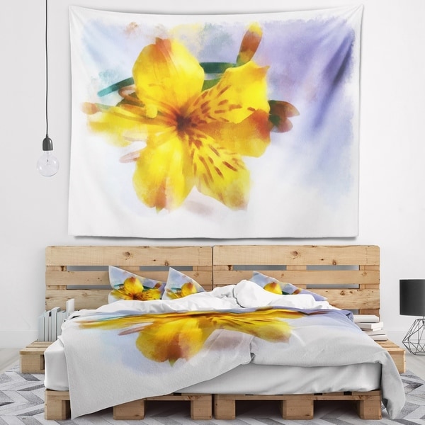 Designart 'Yellow Lily Hand drawn Flower' Floral Wall Tapestry