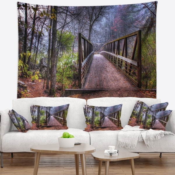 Designart 'Beautiful Bridge Over Creek' Landscape Photo Wall Tapestry