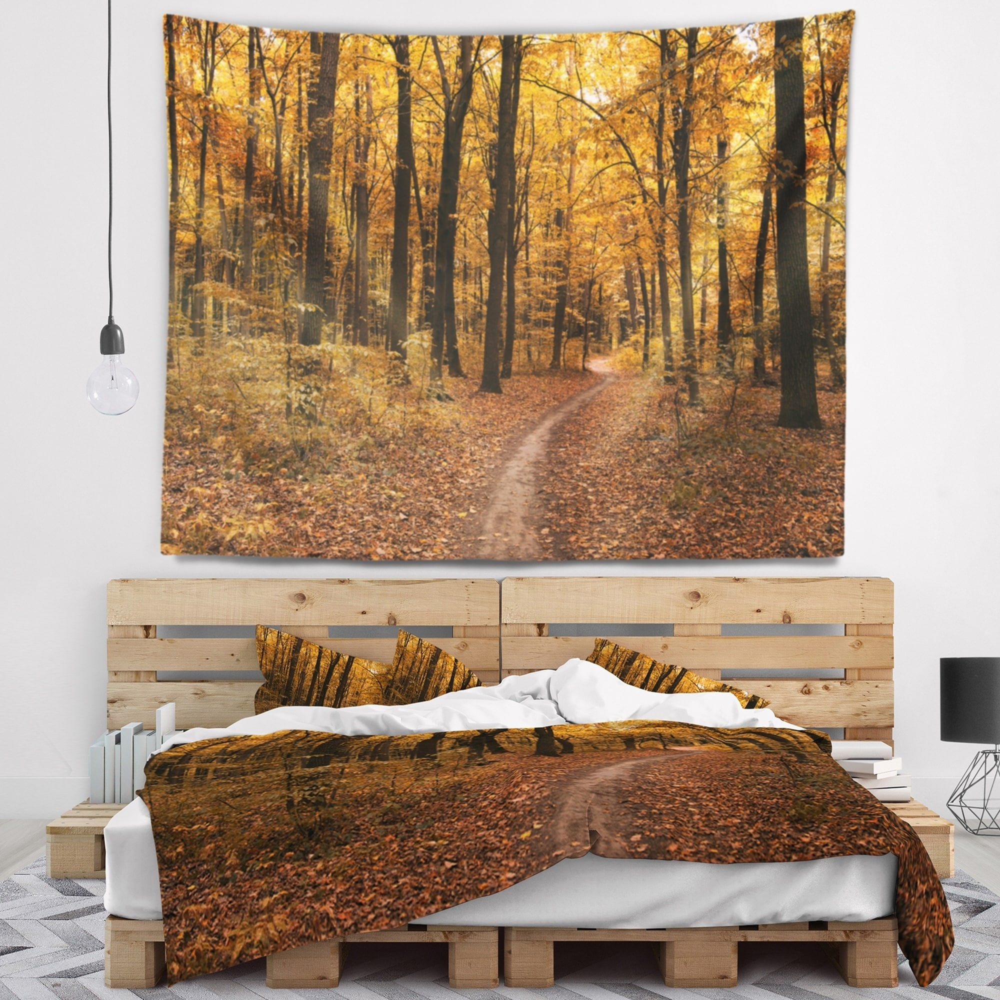 Designart Path in the Yellow Fall Forest Modern Forest Wall