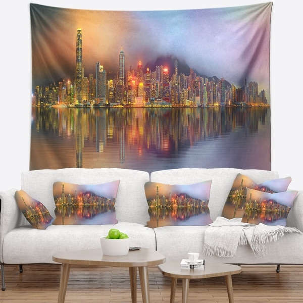 Designart 'Singapore Financial District Island' Cityscape Wall Tapestry