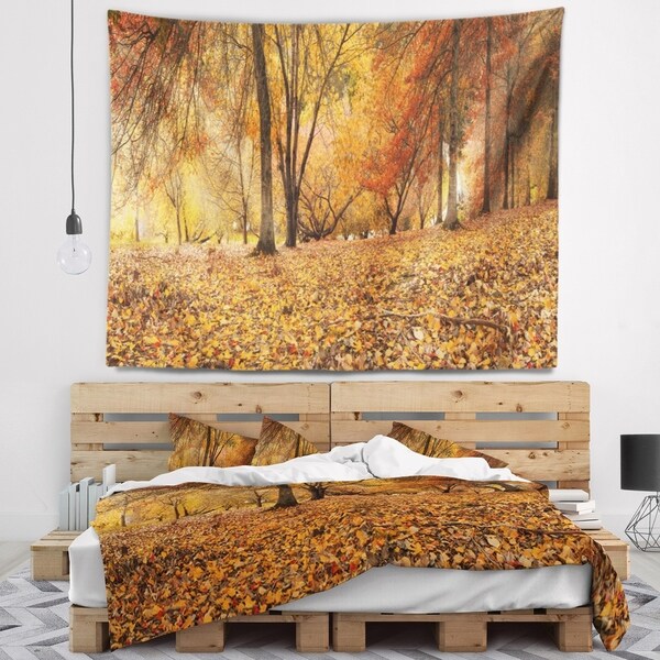 Designart 'Brown Autumn Panorama' Landscape Photography Wall Tapestry