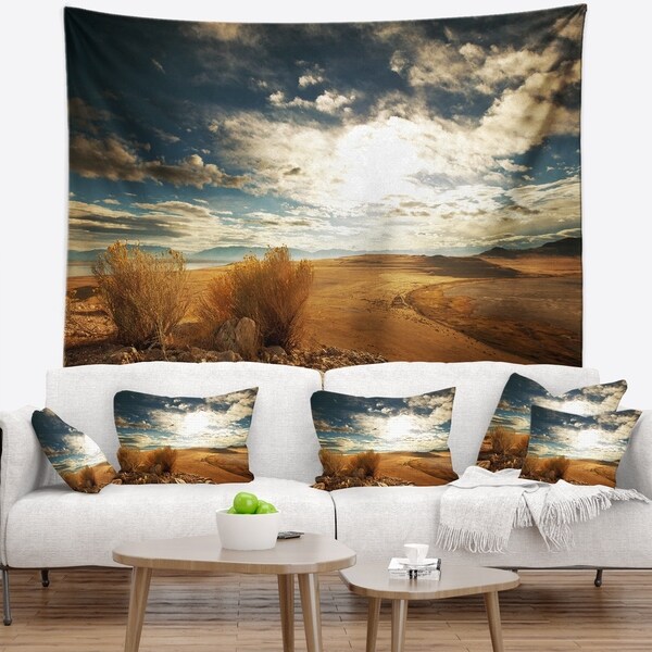 Designart 'Prairie under Heavy Clouds' Landscape Wall Tapestry