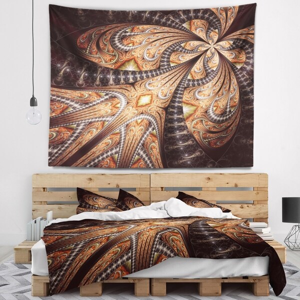 Designart 'Brown Symmetrical Fractal Flower' Abstract Wall Tapestry