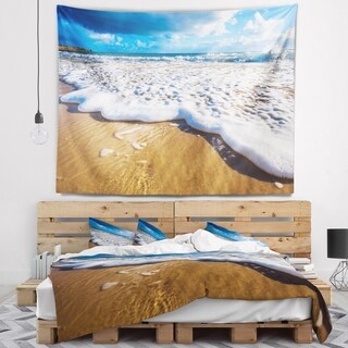 Designart 'Foaming Ocean Waves on Sand' Seascape Wall Tapestry - Bed ...