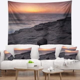 Designart 'Massive Rock on Beach Magoito Sintra' Seashore Wall Tapestry ...