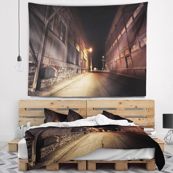 Designart 'Old Road and Buildings' Landscape Wall Tapestry
