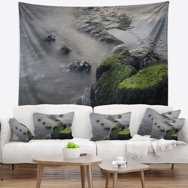 Designart 'Green Rocks in Beautiful Sydney Coastline' Seashore Wall Tapestry