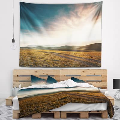 Designart 'Pathway over Mountains At Sunset' Landscape Wall Tapestry