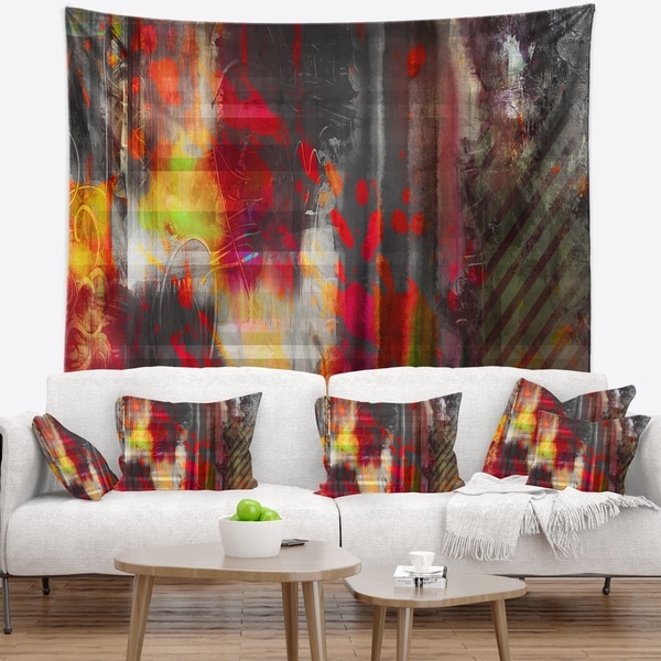 Designart 'Red Decorative Design' Abstract Wall Tapestry