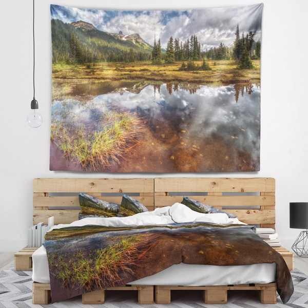 Designart 'Shallow Lake under Cloudy Sky' Landscape Wall Tapestry