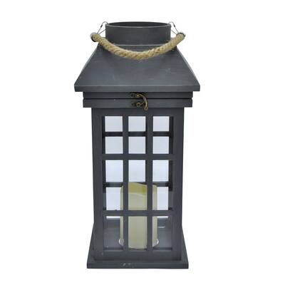 Three Hands Wood Lantern With Led Candle