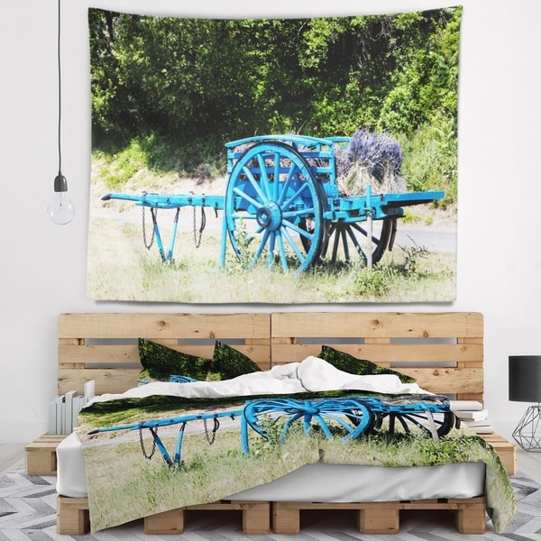 Designart 'Cart with Lavender in France' Landscape Wall Tapestry