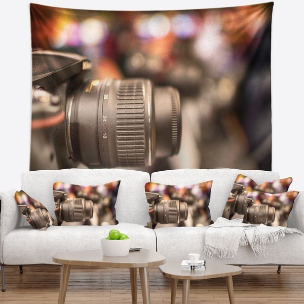 Designart 'Modern Camera in City Electronics Shop' Contemporary Wall Tapestry