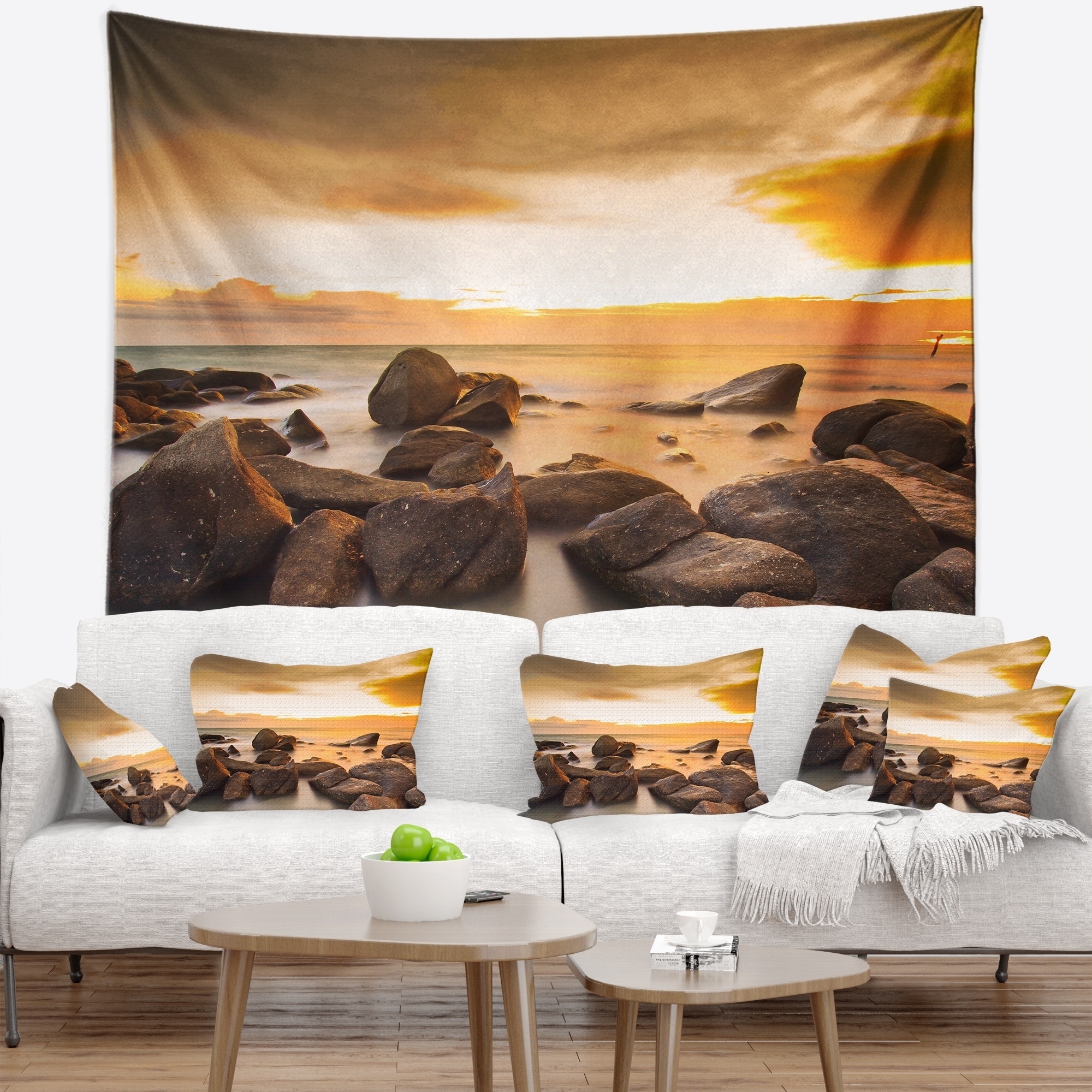 Designart 'Coconut Palms At Beach' Photo Landscape Wall Tapestry - Bed ...