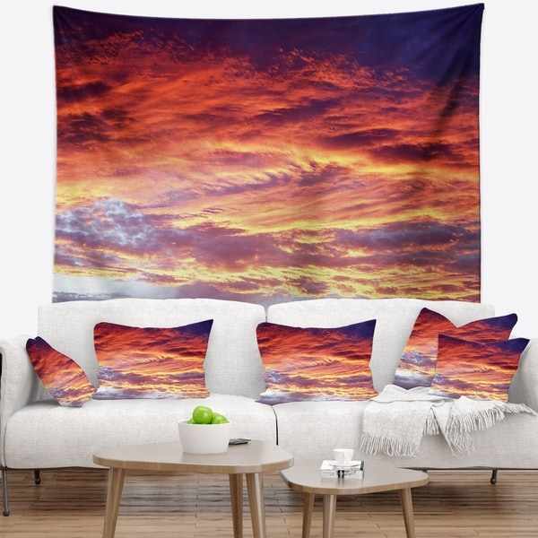 Designart 'Colorful Sunset Skies with Clouds' Landscape Wall Tapestry