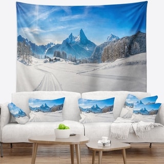 Designart 'Winter in Bavarian Alps Panorama' Landscape Wall Tapestry ...