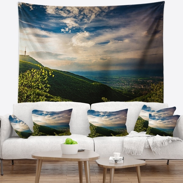 Designart 'Vitosha Mountain over Sofia Bulgaria' Landscape Wall Tapestry