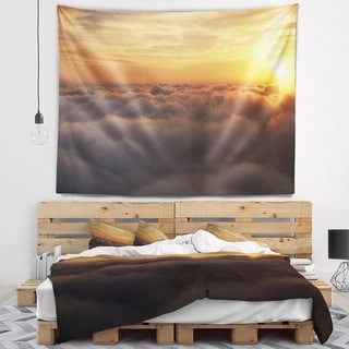 Designart 'Yellow Sunrise above Clouds' Landscape Wall Tapestry - Bed ...