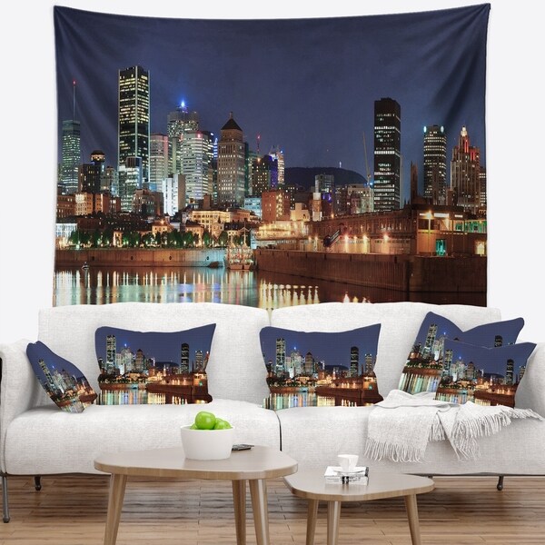 Designart 'Bright Montreal at Dusk' Cityscape Photography Wall Tapestry