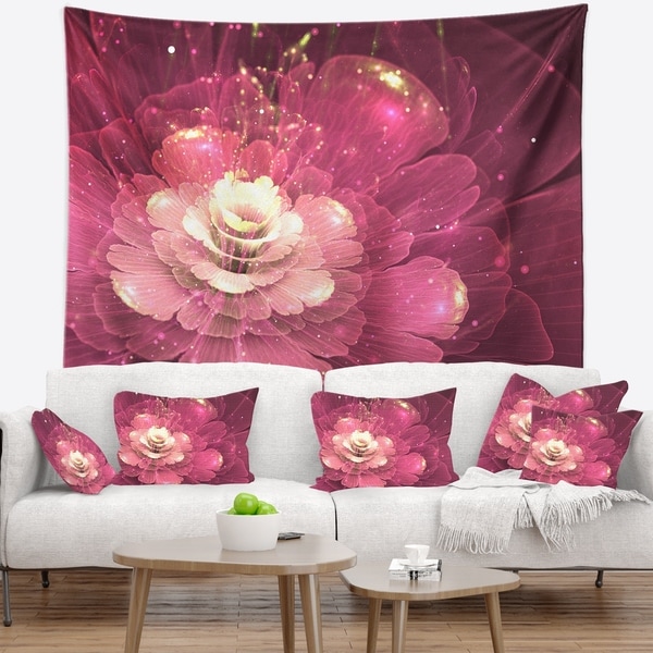 Designart 'Abstract Fractal Purple Flower' Floral Wall Tapestry