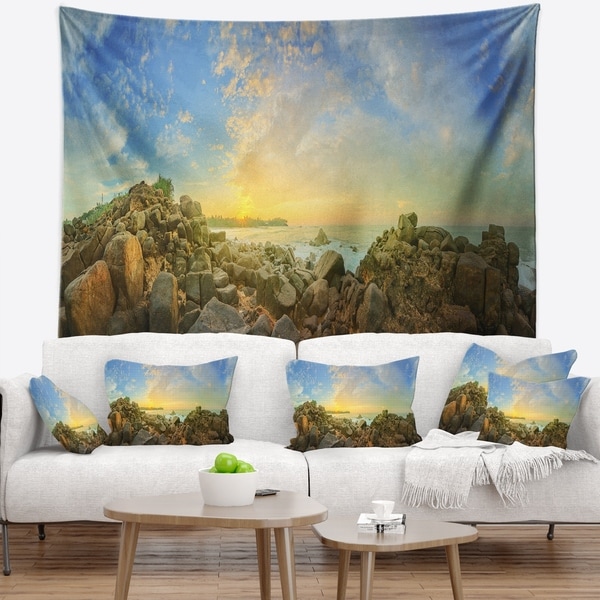 Designart 'Sri Lanka Romantic Beach Panorama' Seascape Wall Tapestry