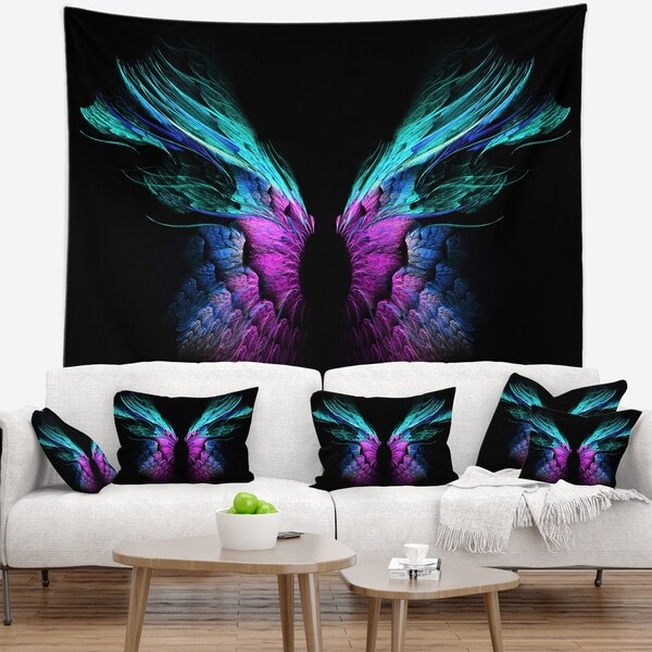 Designart 'Blue Butterfly Wings' Floral Wall Tapestry