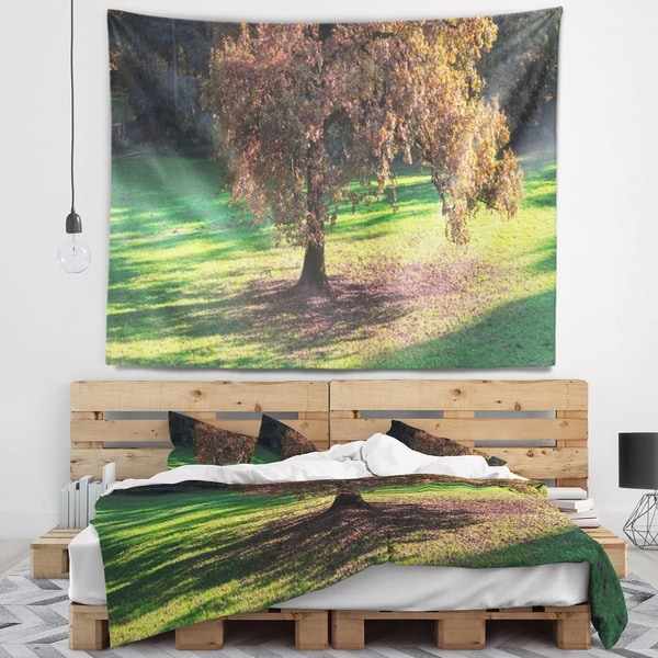 Designart 'Lonely Beautiful Autumn Tree' Landscape Wall Tapestry