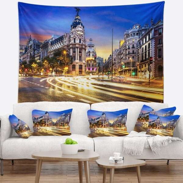 Designart 'Madrid City Center' Cityscape Photography Wall Tapestry