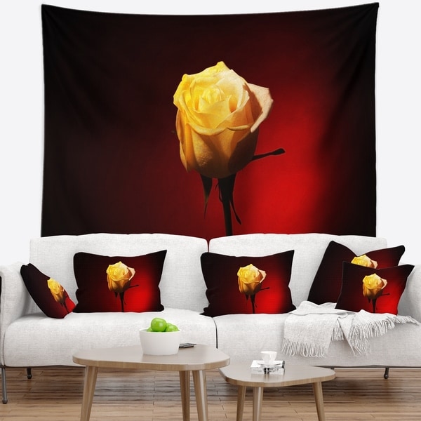 Designart 'Beautiful Yellow Colored Rose' Floral Wall Tapestry