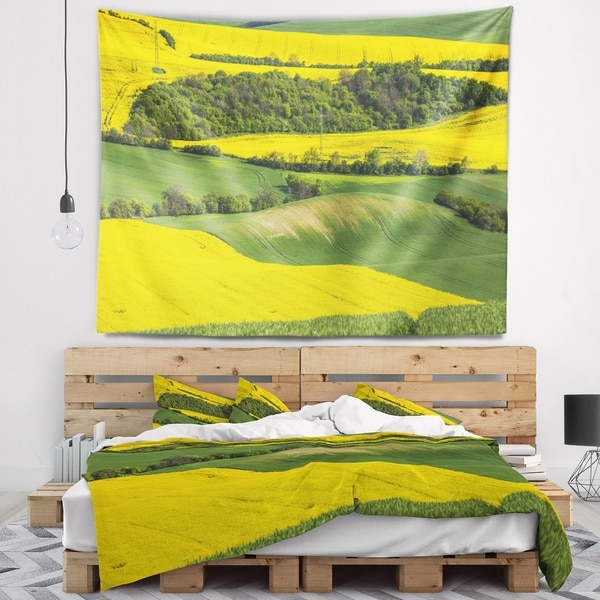 Designart 'Rapeseed Fields and Green Wheat' Landscape Wall Tapestry