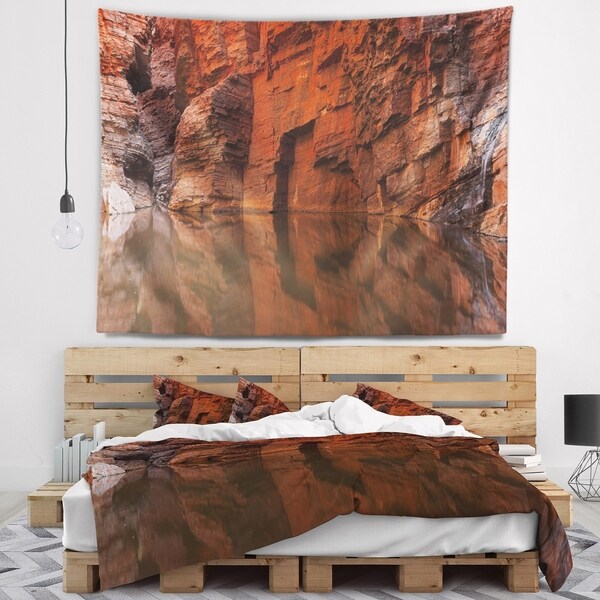 Designart 'Rock Wall Reflections in Gorge' Landscape Wall Tapestry