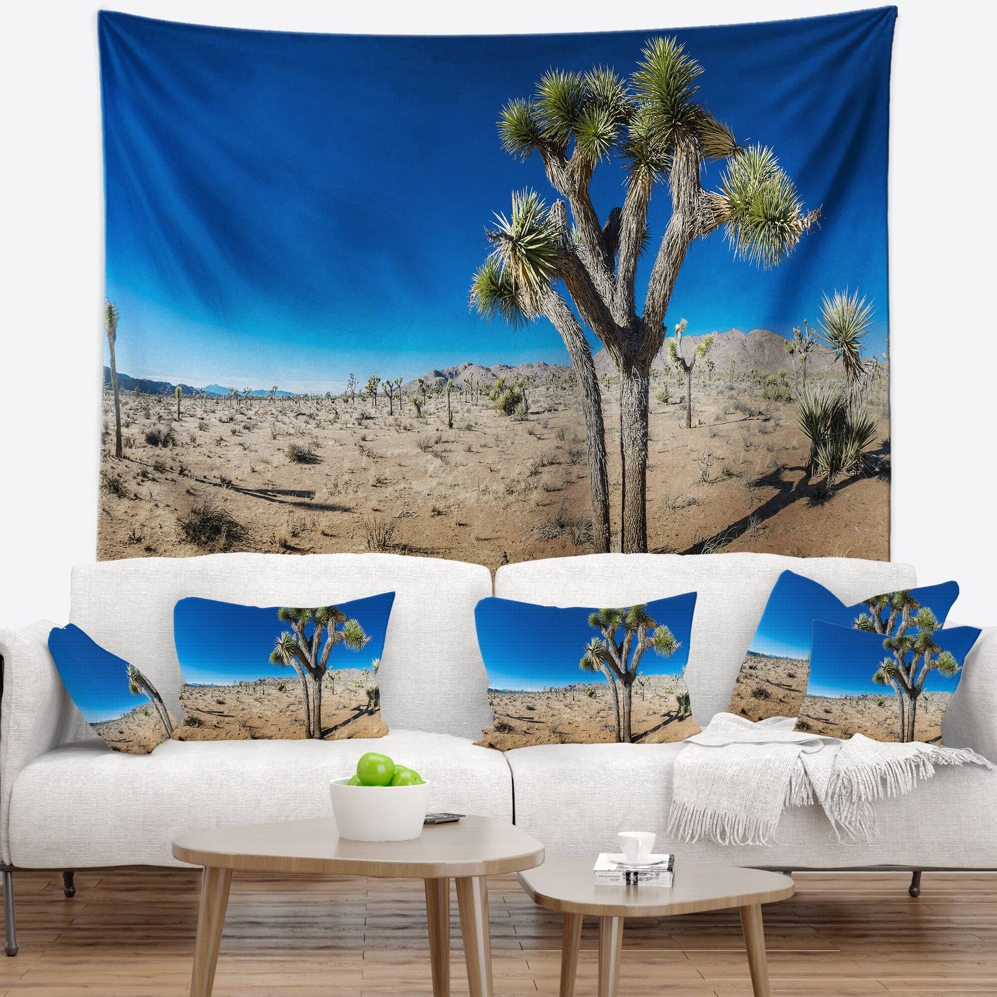 Designart 'joshua Tree In Open Desert' Landscape Wall Tapestry - Bed 