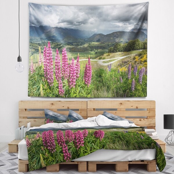 Designart 'Flowering Landscape of New Zealand' Landscape Wall Tapestry