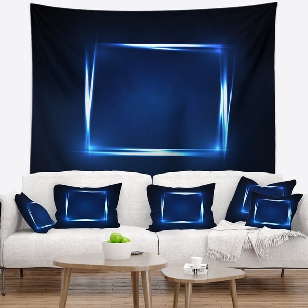 Designart 'Neon Shape Blue' Abstract Wall Tapestry