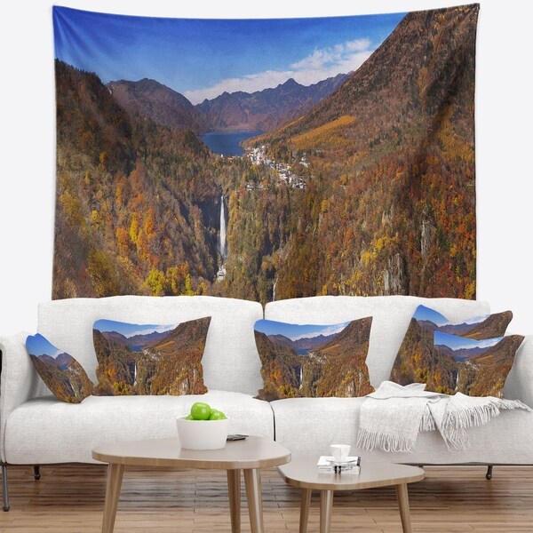 Designart 'Kegon Falls near Nikko Panorama' Landscape Wall Tapestry