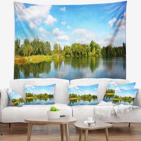 Designart 'Spring Lake Panorama' Landscape Wall Tapestry