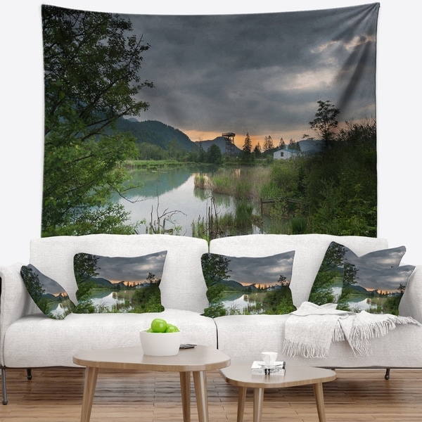 Designart 'Stormy Weather Over Swamp' Landscape Wall Tapestry