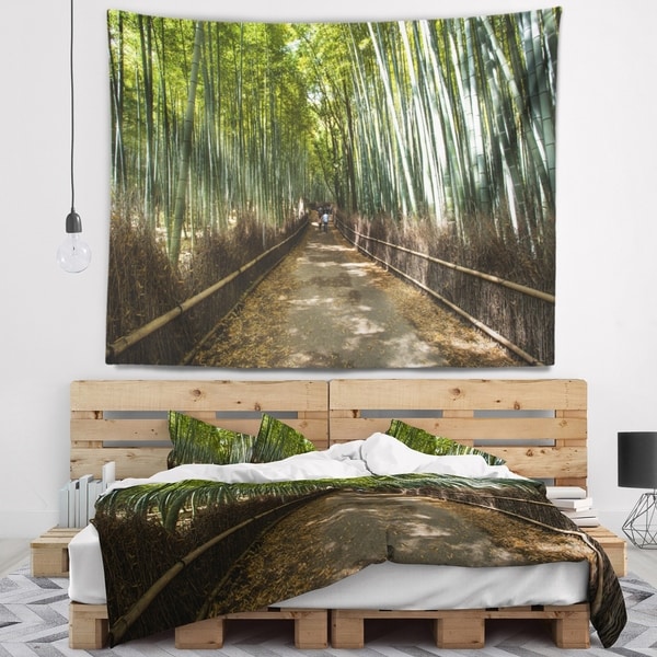 Designart 'Wide Pathway in Bamboo Forest' Forest Wall Tapestry