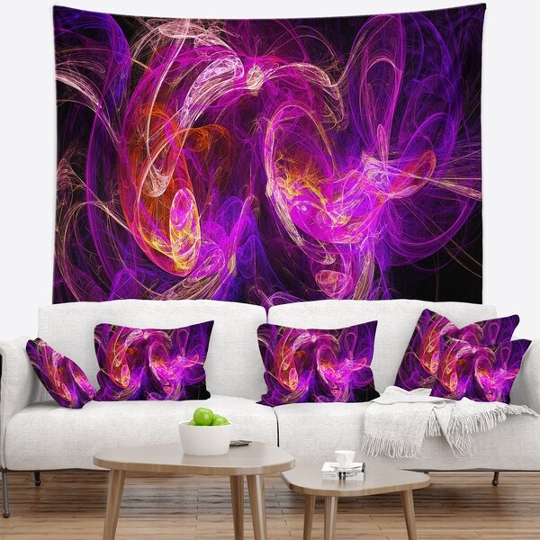Designart 'Colored Smoke Blue Purple' Abstract Wall Tapestry
