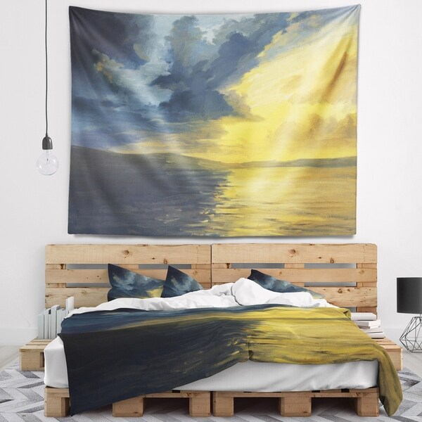 Designart 'Sunset of Light and Shadows' Landscape Painting Wall Tapestry