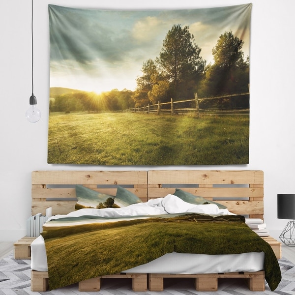 Designart 'Beautiful Sunrise in the farm' Landscape Wall Tapestry