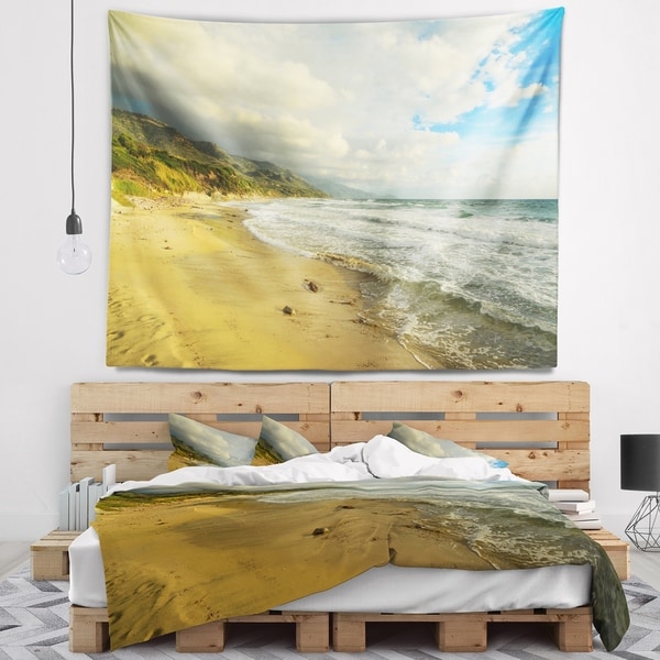 Designart 'Waves Meet Sand' Landscape Photography Wall Tapestry
