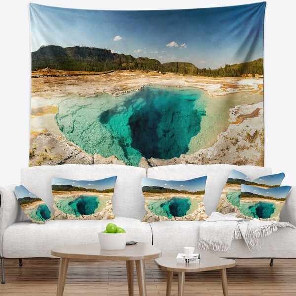 Designart 'Yellow Stone Pool Panorama' Landscape Wall Tapestry