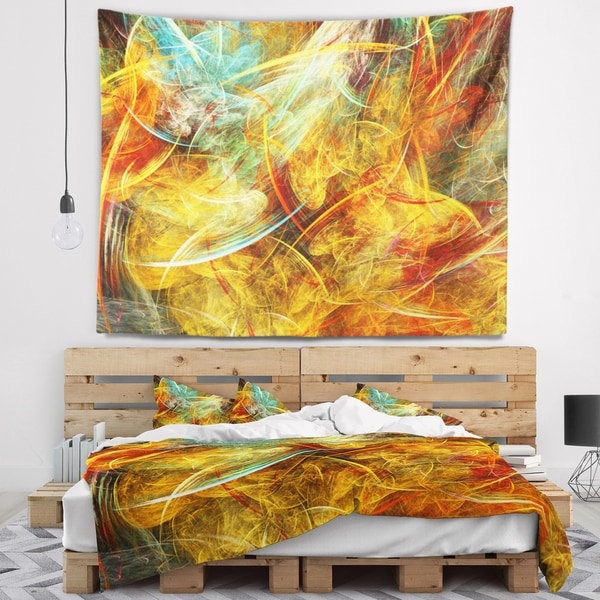 Designart 'Yellow Swirling Clouds' Abstract Wall Tapestry