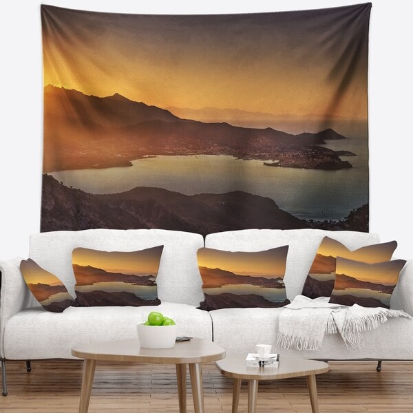 Designart 'Portoferraio Bay Beach Aerial View' Seashore Wall Tapestry