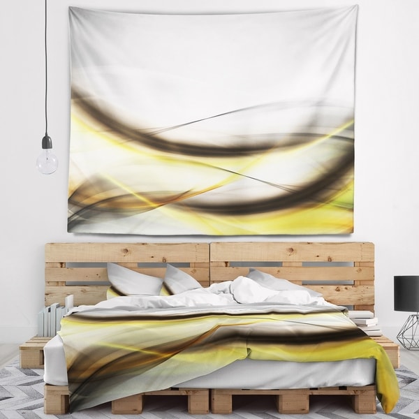Designart 'Abstract Golden Waves' Abstract Wall Tapestry