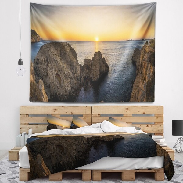 Designart 'Ibiza Island Mediterranean Sunset' Landscape Wall Tapestry